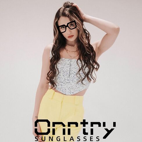 Onrtry Oversized Square Blue Light Glasses for Women Men Thick Frame Big Computer Eyewear Non-Prescription Eyeglasses(Bright Black) in Kuwait