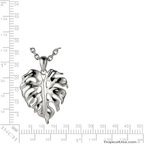 قلادة من الفضة الإسترليني عيار 925 على شكل أوراق هاواي مونسترا مع سلسلة صندوق مقاس 18 بوصة (M) in Kuwait