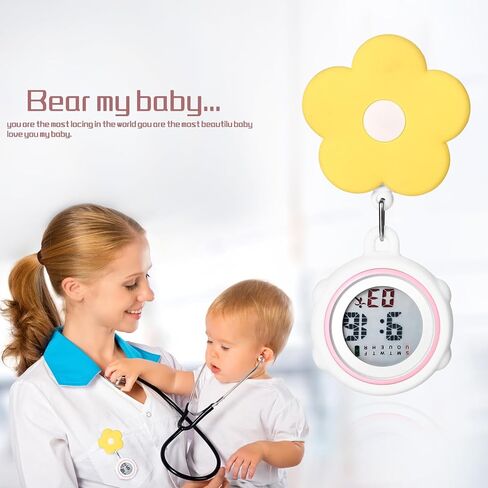 ساعات رقمية للممرضات قابلة للسحب من Avaner: ساعات طية صدر السترة بنمط زهرة لطيفة للتعليق للممرضات والأطباء مع غطاء من السيليكون in Kuwait