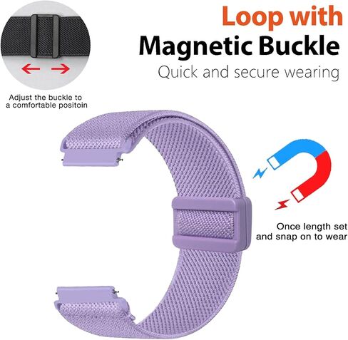 Abanen 18 ملم حزام ساعة مرن مع إغلاق مغناطيسي لـ Garmin Venu 2S / Vivoactive 4S / Vivomove 3S/ Venu 3S، حلقة من النايلون الناعم وخفيف الوزن وحزام معصم قابل للتمدد لـ Forerunner 255s in Saudi Arabia