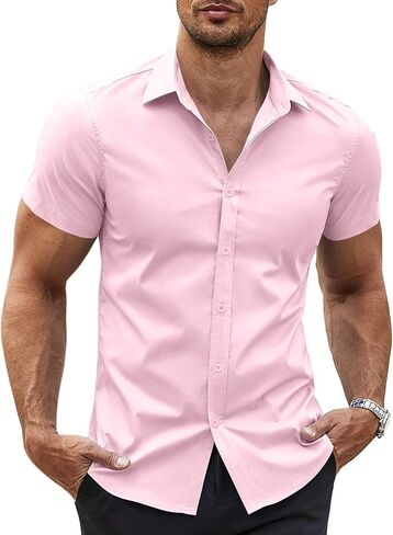 COOFANDY Men's Button Down Shirt Short Sleeve Casual Shirt for Men Summer Business Casual Dress Shirt in Saudi Arabia
