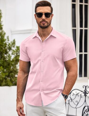 COOFANDY Men's Button Down Shirt Short Sleeve Casual Shirt for Men Summer Business Casual Dress Shirt in Saudi Arabia