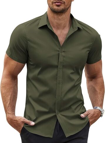 COOFANDY Men's Button Down Shirt Short Sleeve Casual Shirt for Men Summer Business Casual Dress Shirt in Saudi Arabia