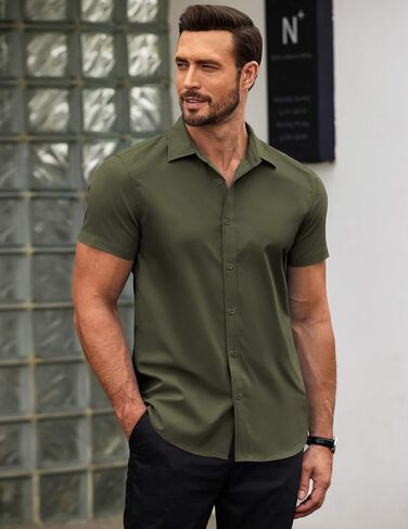 COOFANDY Men's Button Down Shirt Short Sleeve Casual Shirt for Men Summer Business Casual Dress Shirt in Saudi Arabia
