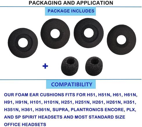 وسائد أذن Bingle بديلة من الإسفنج على شكل كعكة لسماعات Plantronics Supra Plus Encore ومعظم سماعات الهاتف المكتبية ذات الحجم القياسي H251 H251N H261 H261N H351 H351N H361 H361N (4 عبوات) (BEC-DN4) in Kuwait