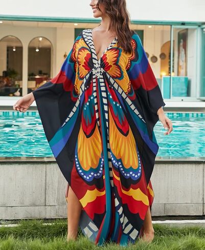 ميلينغ المرأة طباعة قفطان ثوب النوم طويل قفطان الشاطئ فستان ماكسي بيكيني ملابس السباحة ثوب السباحة التستر ملابس السباحة in Kuwait