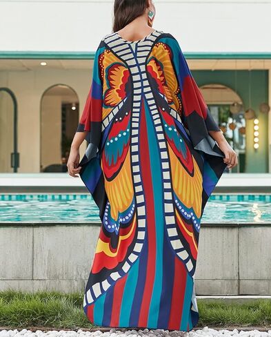 ميلينغ المرأة طباعة قفطان ثوب النوم طويل قفطان الشاطئ فستان ماكسي بيكيني ملابس السباحة ثوب السباحة التستر ملابس السباحة in Kuwait