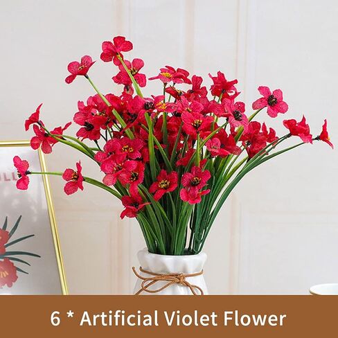 Artificial Violet Flowers, 6 Bundles Fake Flowers Plant Artificial Violet Flowers Uv Resistant Faux Bouquet Decor for Home, Garden and Wedding(Purple) in Saudi Arabia