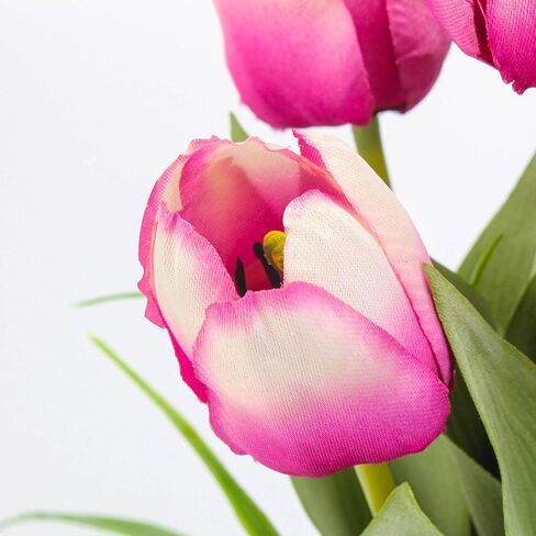 Jusdreen 1 Pot Artificial Potted Tulips Flowers with Cement Vase Vivid Tulip Flowers Arrangement for Home Office Décor House Decorations 12.6 INCH (Orange Tulips) in Saudi Arabia