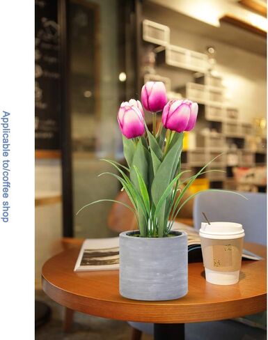 Jusdreen 1 Pot Artificial Potted Tulips Flowers with Cement Vase Vivid Tulip Flowers Arrangement for Home Office Décor House Decorations 12.6 INCH (Orange Tulips) in Saudi Arabia