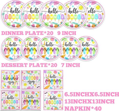 ديكورات حفلات Hello Summer، تتضمن لوازم حفلات الشاطئ أطباق ومناديل Hello Summer، ومجموعة أدوات طعام للاستعمال مرة واحدة لهاواي، وحفلات حمام السباحة، وديكورات حفلات أعياد الميلاد على الشاطئ in Kuwait