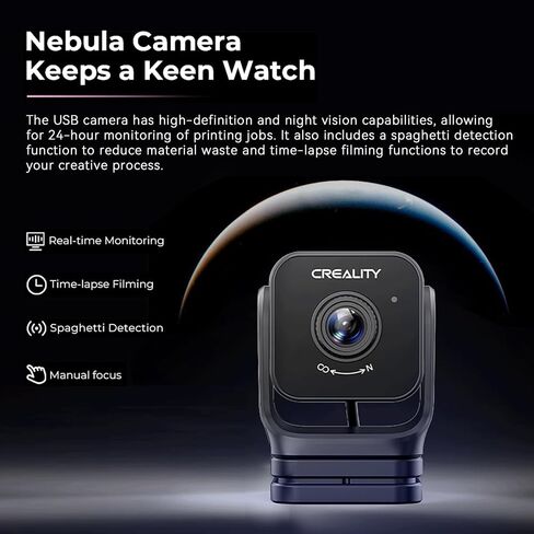 Official Nebula Camera HD USB Camera with Night Vision,24Hours Real-time Monitoring& Spaghetti Detection Compatible with Creality Sonic Pad,Nebula Pad,Ender-3 V3 KE&SE/CR-10 SE/HALOT-MAGE Pro in Saudi Arabia