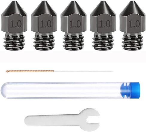 5PCS / 10PCS 0.2~1.0mm 1.75MM M6 MK8 3D Printer Hardened Steel Nozzle for Makerbot Creality Ender 3 V2 CR-10 Anet A8 A8Plus (1.0mm, 5) in Saudi Arabia