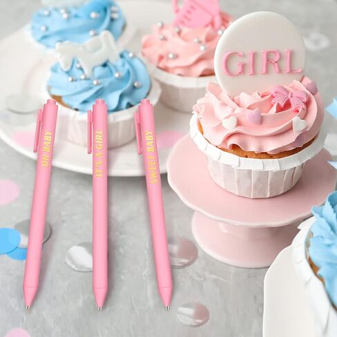 60 قطعة من قلم حبر جاف لحفل استقبال المولود الجديد - هدايا استحمام الطفل إنها فتاة، أقلام جل قابلة للسحب بالحبر الأسود - هدايا هدايا لحفلات استقبال المولود الجديد لجوائز الضيوف - ديكورات حفلات استقبال المولود الجديد (وردي، فتاة)... in Kuwait