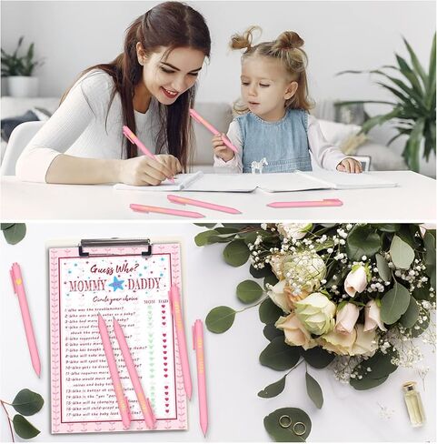 60 قطعة من قلم حبر جاف لحفل استقبال المولود الجديد - هدايا استحمام الطفل إنها فتاة، أقلام جل قابلة للسحب بالحبر الأسود - هدايا هدايا لحفلات استقبال المولود الجديد لجوائز الضيوف - ديكورات حفلات استقبال المولود الجديد (وردي، فتاة)... in Kuwait