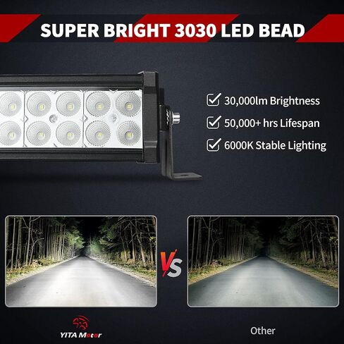 شريط إضاءة LED LEDKINGDOMUS 300 وات 52 بوصة شريط إضاءة منحني و2 قطعة 4 بوصات 18 وات أغطية ضوء الفيضانات وحزام الأسلاك متوافق مع سيارات الجيب والبيك اب والشاحنات والسيارات والمركبات ATV و4x4 و4WD وضوء القيادة على الطرق الوعرة in Kuwait