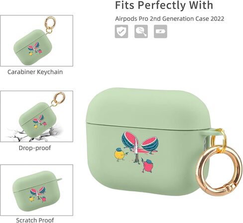 MAYCARI Compatible with Airpods Pro 2nd Generation Case, Cute AirPods Pro 2 Case Cover Frog Printed Protective Women Girl with Lanyard for Airpod Pro 2(2022) in Saudi Arabia