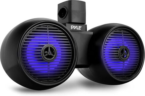 Pyle Dual Bluetooth Off-Road Speakers-6.5" 200W 2-Way Marine Waterproof Wakeboard Tower Sound System w/LED Light,Full Range Outdoor Stereo Speaker for Car ATV Jeep Boat,Includes Brackets(White) in Saudi Arabia