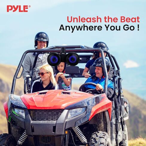 Pyle Dual Bluetooth Off-Road Speakers-6.5" 200W 2-Way Marine Waterproof Wakeboard Tower Sound System w/LED Light,Full Range Outdoor Stereo Speaker for Car ATV Jeep Boat,Includes Brackets(White) in Saudi Arabia