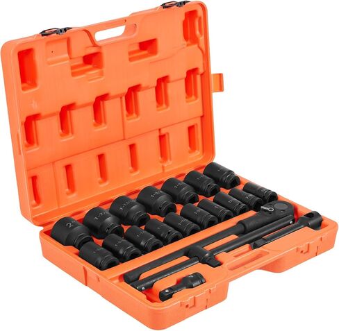 VEVOR Impact Socket Set 3/4 Inches 27 Piece Standard Impact Sockets, Socket Assortment, 3/4 Inches Drive Socket Set Impact Standard SAE (7/8 Inches to 2 Inches) & Metric Sizes (22 mm-50 mm) in Saudi Arabia