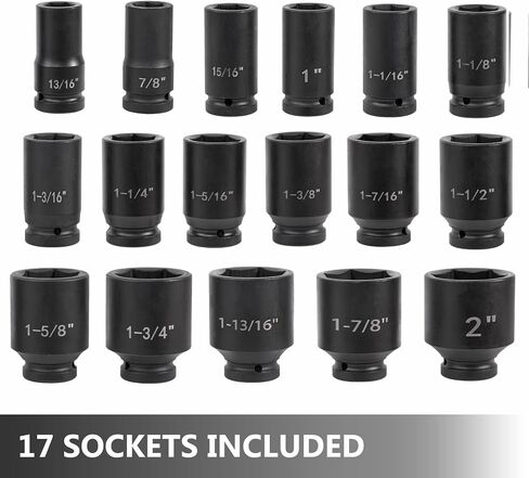 VEVOR Impact Socket Set 3/4 Inches 27 Piece Standard Impact Sockets, Socket Assortment, 3/4 Inches Drive Socket Set Impact Standard SAE (7/8 Inches to 2 Inches) & Metric Sizes (22 mm-50 mm) in Saudi Arabia