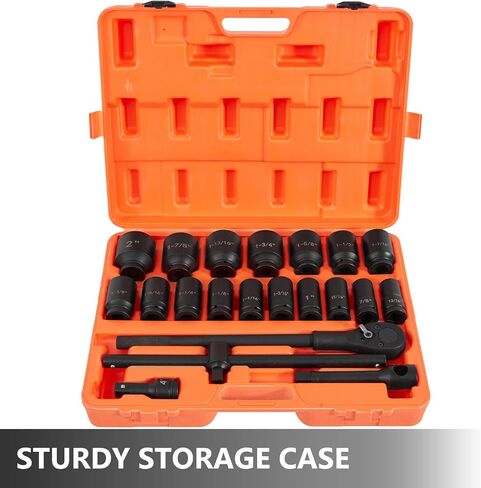 VEVOR Impact Socket Set 3/4 Inches 27 Piece Standard Impact Sockets, Socket Assortment, 3/4 Inches Drive Socket Set Impact Standard SAE (7/8 Inches to 2 Inches) & Metric Sizes (22 mm-50 mm) in Saudi Arabia