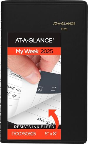 AT-A-GLANCE 2025 Appointment Book Planner, Weekly, 5" x 8", Small, 12 Months, Black (700750525) in Saudi Arabia
