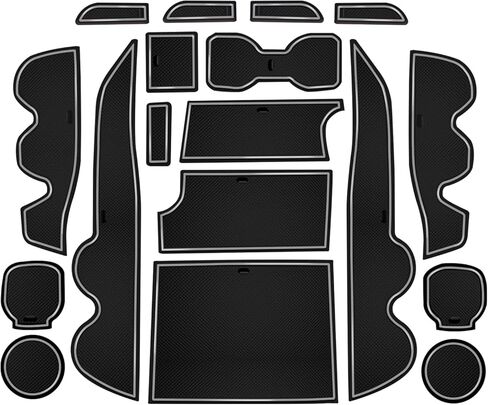 Premium Liner Mat Accessories Compatible with Toyota Tacoma 2023 2022 2021 2020 2019 2018 2017 2016 Custom Fit Cup Holder, Door Pocket and Center Console Inserts (Double Cab, Red Trim, 18-PCS) in Kuwait