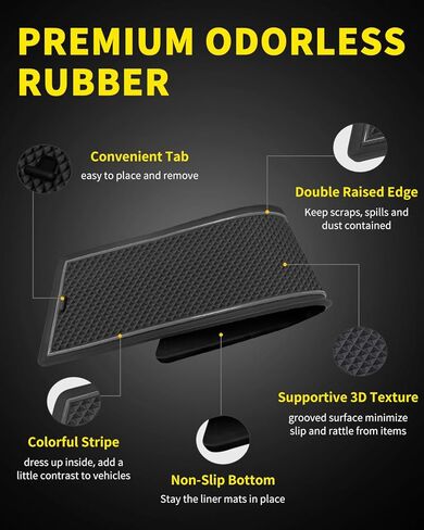 Premium Liner Mat Accessories Compatible with Toyota Tacoma 2023 2022 2021 2020 2019 2018 2017 2016 Custom Fit Cup Holder, Door Pocket and Center Console Inserts (Double Cab, Red Trim, 18-PCS) in Kuwait