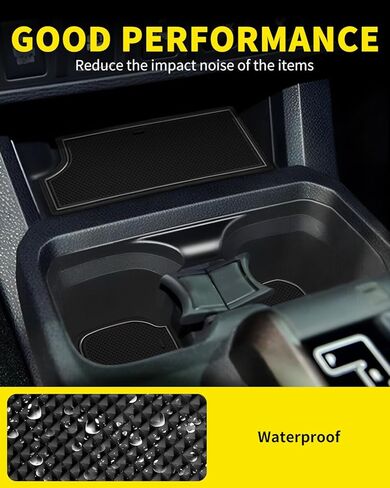 Premium Liner Mat Accessories Compatible with Toyota Tacoma 2023 2022 2021 2020 2019 2018 2017 2016 Custom Fit Cup Holder, Door Pocket and Center Console Inserts (Double Cab, Red Trim, 18-PCS) in Kuwait