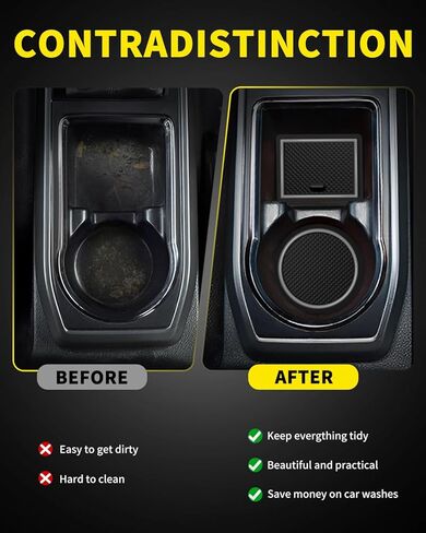 Premium Liner Mat Accessories Compatible with Toyota Tacoma 2023 2022 2021 2020 2019 2018 2017 2016 Custom Fit Cup Holder, Door Pocket and Center Console Inserts (Double Cab, Red Trim, 18-PCS) in Kuwait