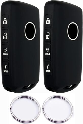 Silicone Smart Remote Key fob Cover Compatible with 2023 2022 2021 2020 2019 Mazda 3 6 CX-30 CX-5 CX-9 CX-50 WAZSKE11D01 662F-SKE11D01（4 Buttons） (Rubber, 2 Black with red) in Saudi Arabia