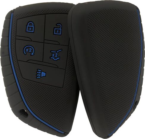 Silicone Rubber 5 Buttons Remote Key Fob Cover Compatible with 2023 2022 GMC Sierra 1500 Chevy Chevrolet Silverado 1500 2500HD 3500HD Yukon Accessories (Rubber, Black + Black) in Saudi Arabia