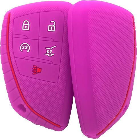 Silicone Rubber 5 Buttons Remote Key Fob Cover Compatible with 2023 2022 GMC Sierra 1500 Chevy Chevrolet Silverado 1500 2500HD 3500HD Yukon Accessories (Rubber, Black + Black) in Saudi Arabia