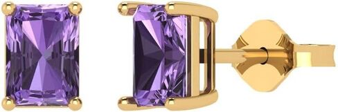 1.0 ct Brilliant Emerald Cut Solitaire Studs Alexandrite 14k White Gold Desginer Affordable Earrings Push back in Saudi Arabia