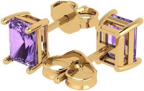 1.0 ct Brilliant Emerald Cut Solitaire Studs Alexandrite 14k White Gold Desginer Affordable Earrings Push back in Saudi Arabia