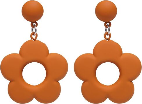 Flower Earrings for Women Acrylic Daisy Drop Dangle Flowers Floral Earrings Y2k 70s Yellow White Black Flowers Earrings in Saudi Arabia