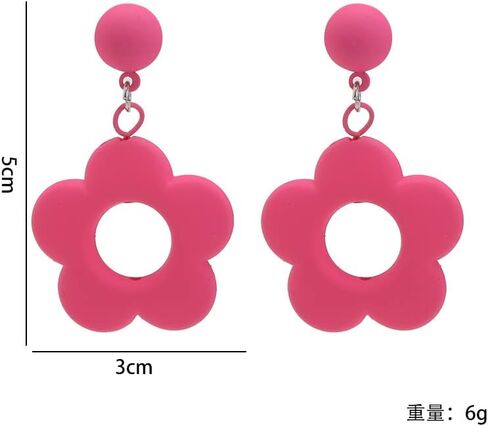 Flower Earrings for Women Acrylic Daisy Drop Dangle Flowers Floral Earrings Y2k 70s Yellow White Black Flowers Earrings in Saudi Arabia