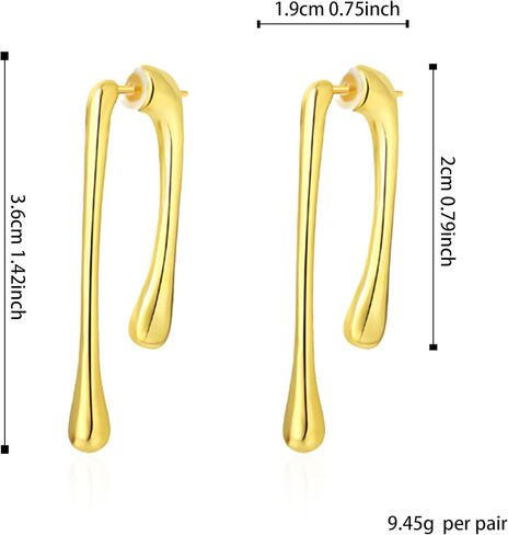 Minimalist Teardrop Front Back Dangle Drop Earrings for Women Unique Design Thick Line Gold Plated Dangling Hypoallergenic Fashion Jewelry Gifts in Saudi Arabia