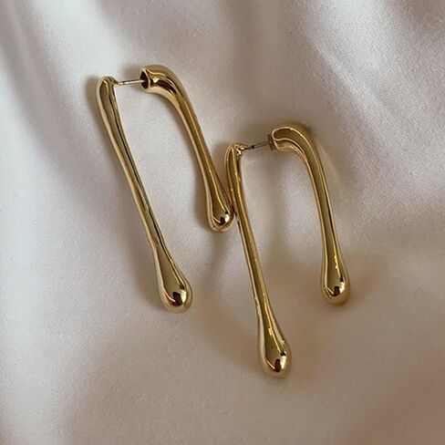 Minimalist Teardrop Front Back Dangle Drop Earrings for Women Unique Design Thick Line Gold Plated Dangling Hypoallergenic Fashion Jewelry Gifts in Saudi Arabia