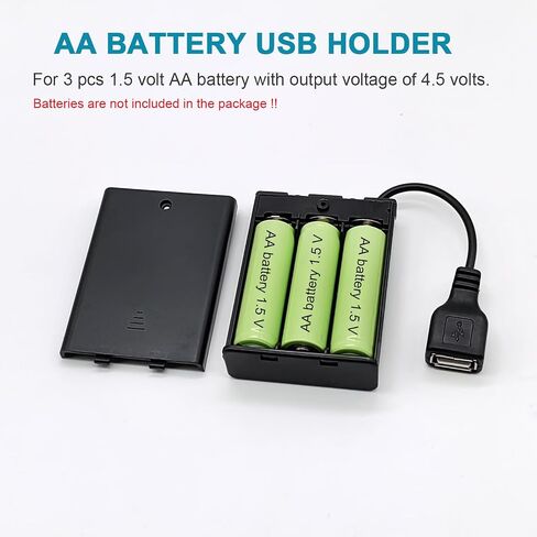 AA Battery Holder, 2 Pack 3 AA Battery Holder with Leads, with Switch, (3x1.5 Volt) 4.5V AA Battery Pack Box Holder (3 AA Battery Holder with Leads) in Saudi Arabia