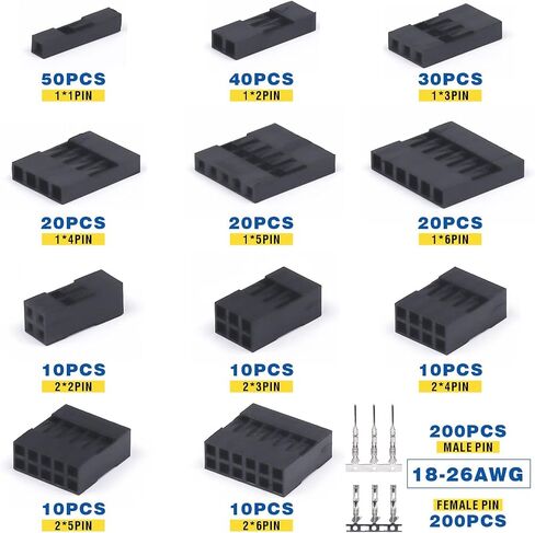 1550PCS 2.54mm Pitch Wire-to-Wire Connector Kit, includes Pin Headers, Jumper Wire, Crimp Pins for RC Servo, Arduino, SMT, SATA, EPS, PCIE, Battery Balancer in Saudi Arabia