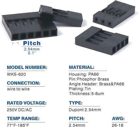 1550PCS 2.54mm Pitch Wire-to-Wire Connector Kit, includes Pin Headers, Jumper Wire, Crimp Pins for RC Servo, Arduino, SMT, SATA, EPS, PCIE, Battery Balancer in Saudi Arabia