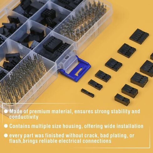 1550PCS 2.54mm Pitch Wire-to-Wire Connector Kit, includes Pin Headers, Jumper Wire, Crimp Pins for RC Servo, Arduino, SMT, SATA, EPS, PCIE, Battery Balancer in Saudi Arabia