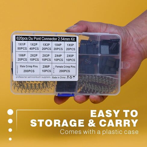 1550PCS 2.54mm Pitch Wire-to-Wire Connector Kit, includes Pin Headers, Jumper Wire, Crimp Pins for RC Servo, Arduino, SMT, SATA, EPS, PCIE, Battery Balancer in Saudi Arabia