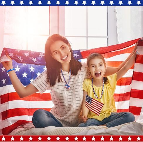 300 Pieces Patriotic Beads and Bracelets 4th of July Party Favors Including 150 Pcs 4th of July Necklaces and 150 Pcs Patriotic Silicone Bracelets Red White Blue Bead for Memorial Day Independence Day in Saudi Arabia