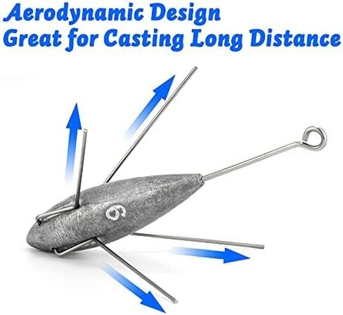 Dr.Fish 2 Pack Sputnik Sinker Long Tail Surf Fishing Weight Lead 3oz-6oz Saltwater Surf Fishing Catfish Beach Casting Sea FishingSpider Sinker in Saudi Arabia