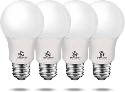 لمبة إضاءة LED A19 مكافئة 60 وات، بيضاء ناعمة 2700 كلفن، قاعدة قياسية E26، مدرجة في قائمة UL، لمبة إضاءة LED 9 وات، 15000 ساعة، غير قابلة لتعديل الضوء، 4 عبوات، حيوية in Kuwait