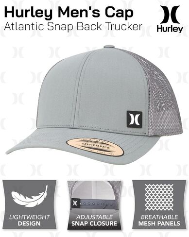 Hurley Men's Caps - Atlantic Mesh Baseball Cap Trucker - Snap Back Hats for Men in Saudi Arabia