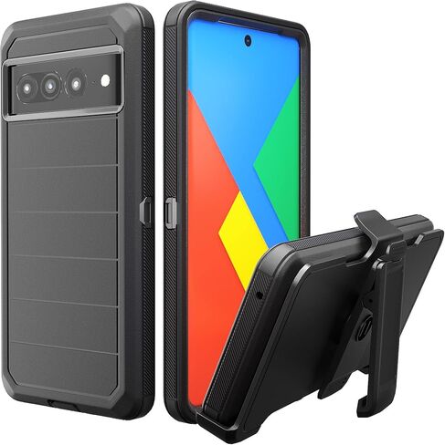 Designed for Google Pixel 7 Pro Case with Belt Clip & Kickstand, Full-Body Triple Layers Rugged Case for Pixel 7 Pro 5G 6.7 inch Phone (Purple+Black) in Saudi Arabia